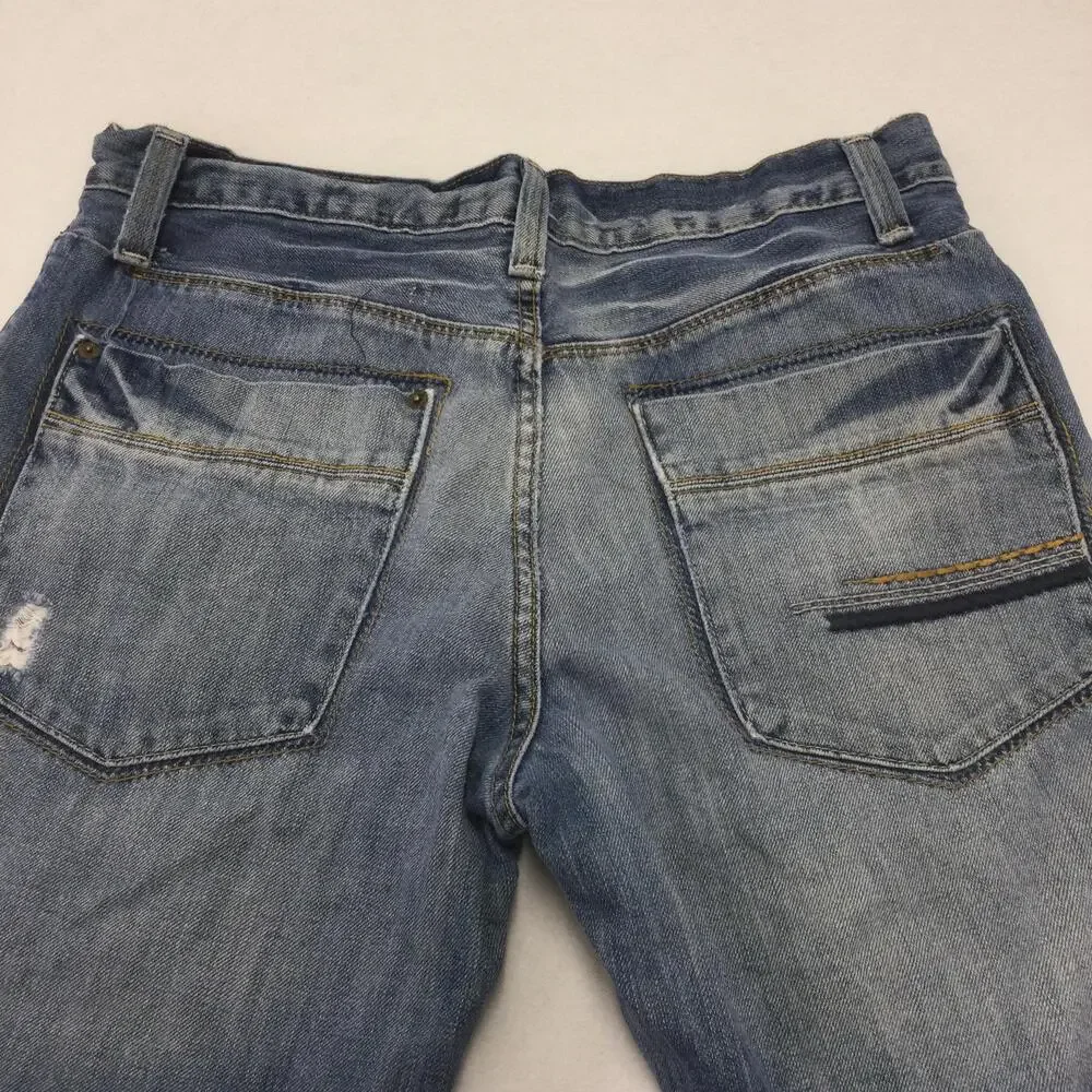 American Rag MAG1 561 Jeans Mens 32x30 Blue Wash Slim Straight Denim Distressed